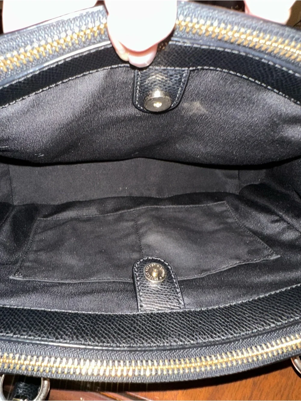 Coach Christie CarryAll Handbag in Black Pebble Grain Leather Double Zip Top EUC